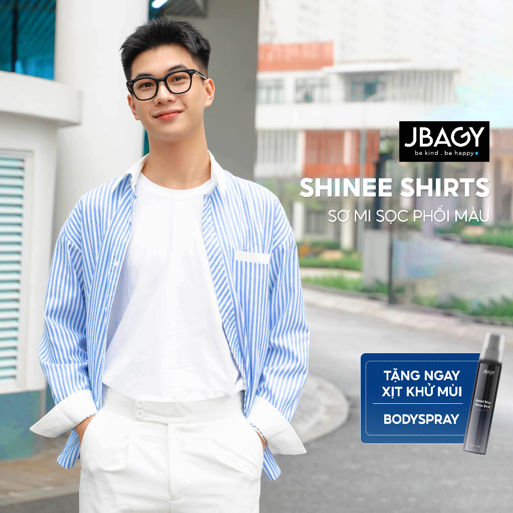 Áo sơ mi kẻ sọc dài tay nam nữ dáng rộng phối màu vải cotton thô thoáng mát Shinee thương hiệu JBAGY - JS0702