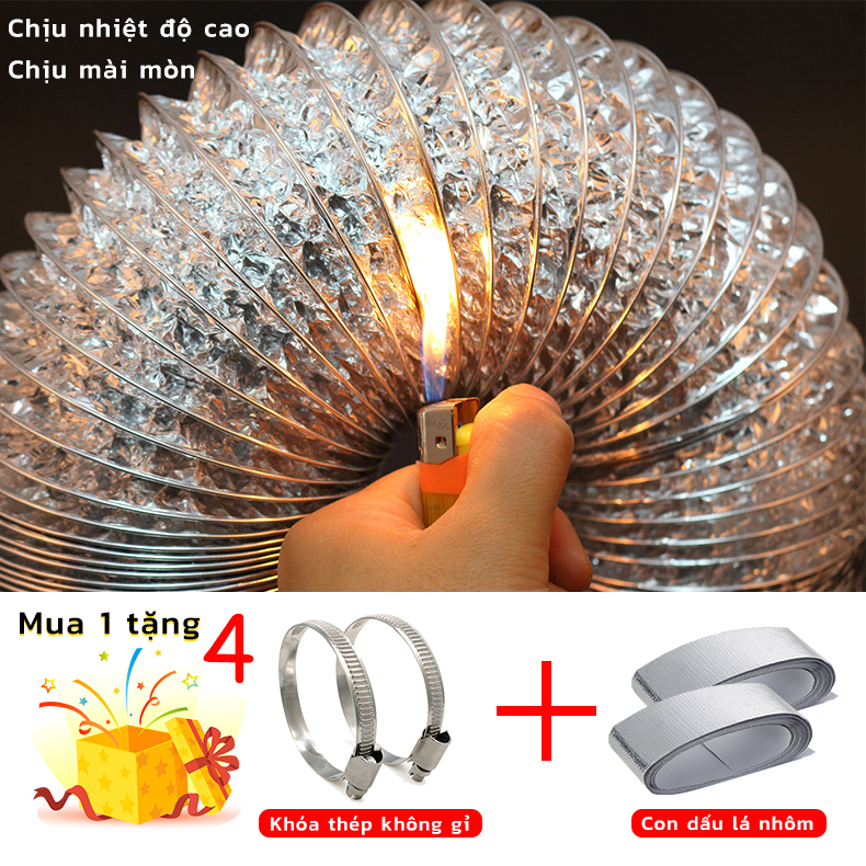SUZUME 3 mét ống bạc phi 150-200 mềm 2 lớp dẫn khí hút mùi, thông gió thoát khí chống cháy 6/8 inch