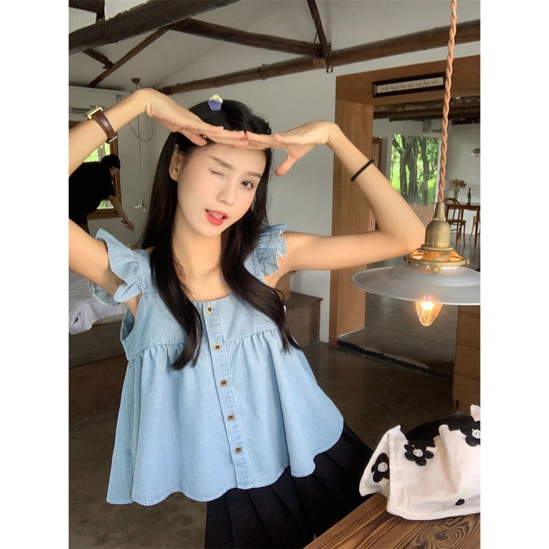MS164 áo kiểu nữ cánh tiên dáng babydoll cực xinh