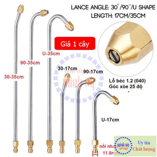[BT] [béc 1.2] Ống nối uốn cong 30 độ 90 độ U kèm đầu béc phun gắn s.úng xịt rửa xe cao áp - Ren nối nhanh 1/4 inch