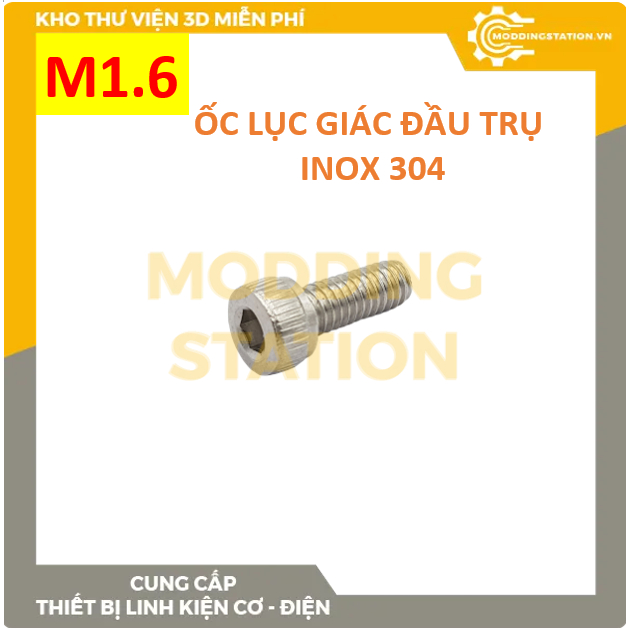 Bu lông lục giác chìm inox 304 size M1.6x2, M1.6x2.5, M1.6x3, M1.6x4, M1.6x5, M1.6x6, M1.6x8, M1.6x10, M1.6x12,14, 16