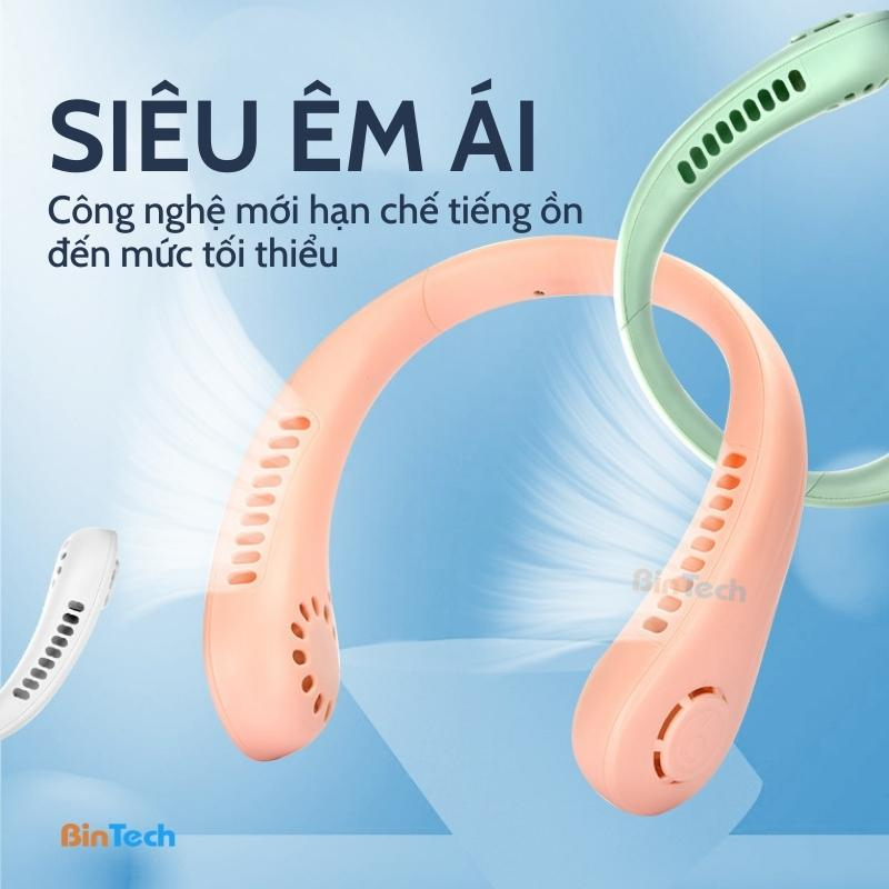 Quạt Không Cánh Đeo Cổ BINTECH, Quạt Tích Điện, 3 Mức Độ, Kiểu Dáng Thể Thao, Pin Trâu