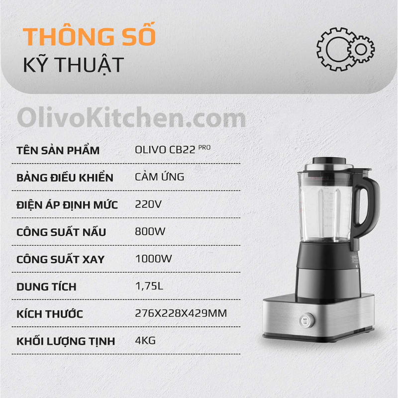 Máy Xay Sữa Hạt Olivo CB22 Pro- Phiên Bản Cao Cấp- Tặng Cối Xay Khô