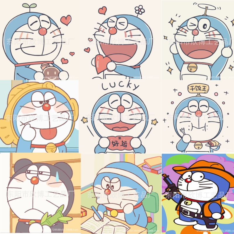Tranh hóa số, tranh tô màu theo số,tranh sơn dầu, tô màu tranh theo số hoạt hình ngộ nghĩnh doraemon có khung20x20cm