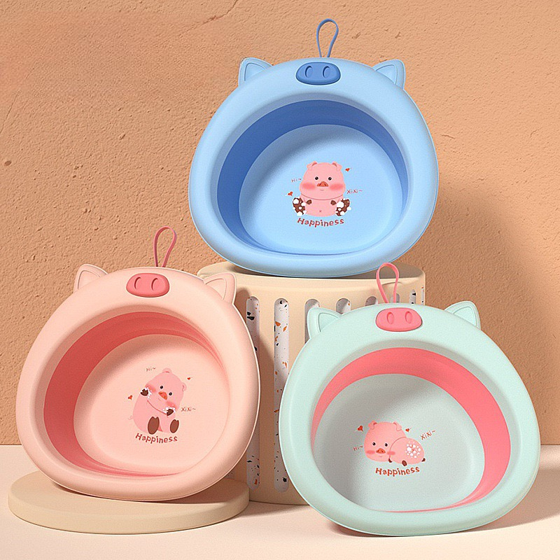 Chậu rửa mặt, chậu đa năng gấp gọn tiện lợi, dễ thương cho bé hình lợn con xinh xắn