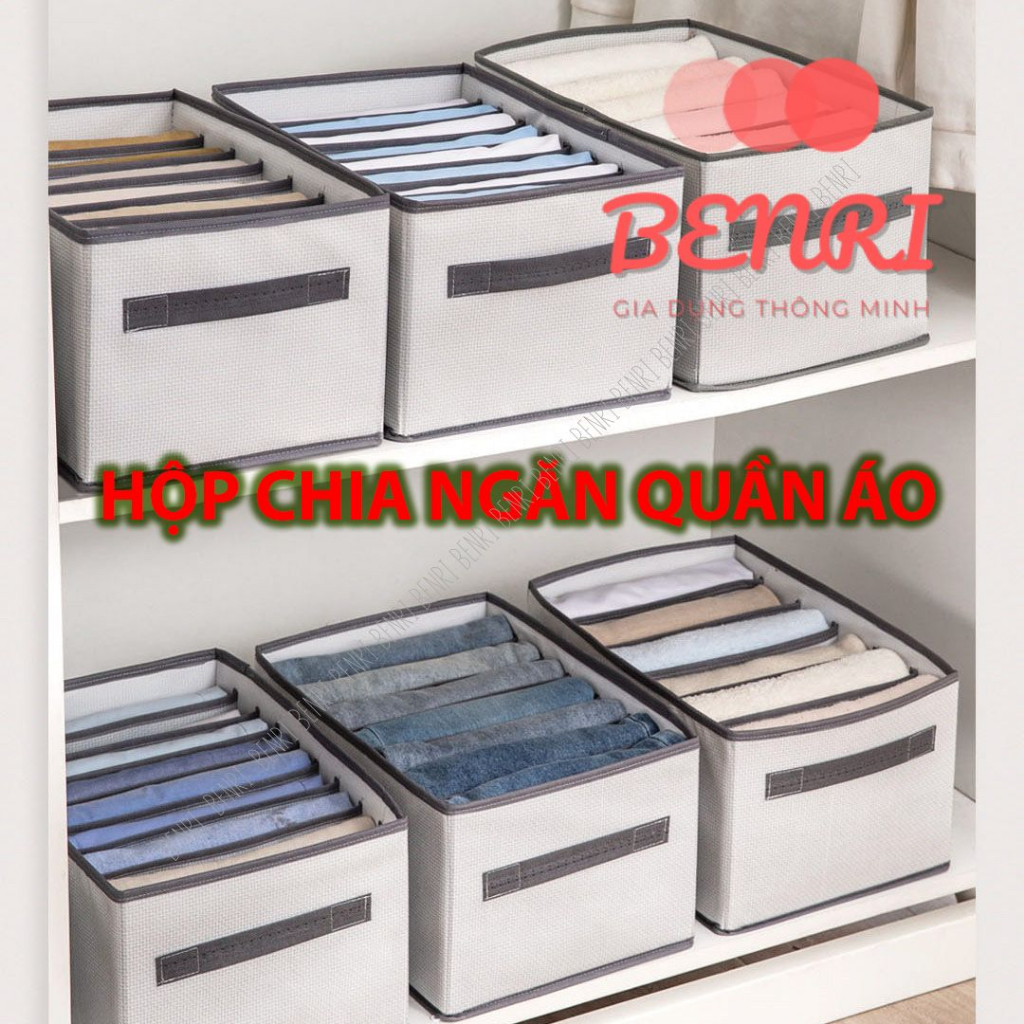Hộp Đựng Quần Áo Chia Ngăn Màu Trắng BENRI - Giải Pháp Giúp Tủ Quần Áo Gọn Gàng Hơn Bao Giờ Hết mã TRANG