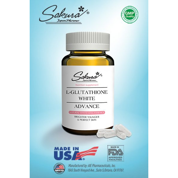 SAKURA L-GLUTATHIONE WHITE ADVANCE – Viên uống dưỡng nhan ngoại nhập giúp chống nắng, trắng da, mờ nám & cân bằng nội ti