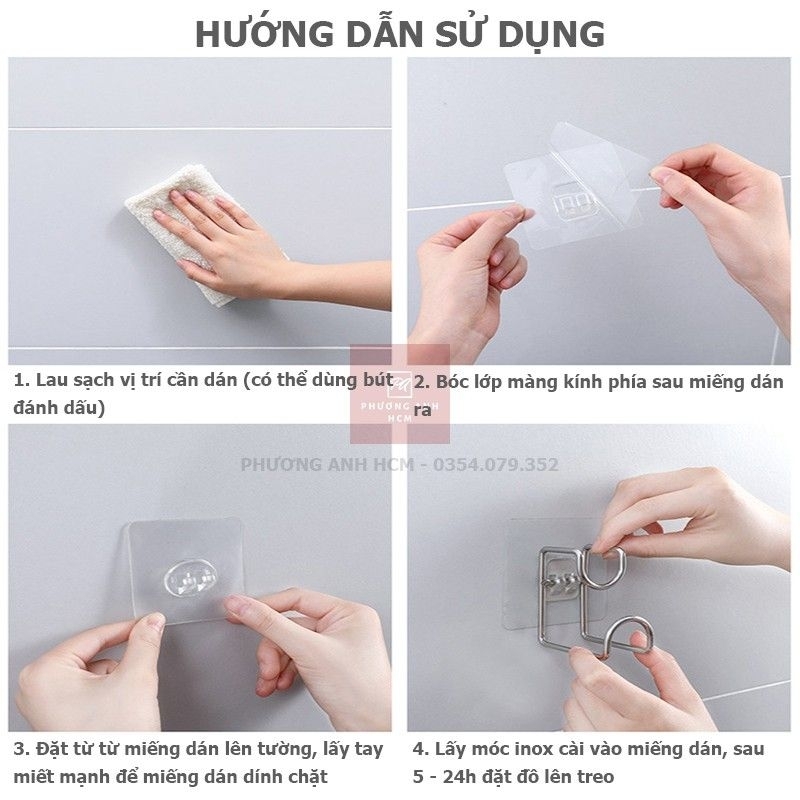 Móc Inox Dán Tường Treo Thau Chậu, Khăn, Quần Áo / Móc Gắn Tường Treo Đồ Nhà Bếp, Nhà Tắm (MÓC TREO CHẬU)