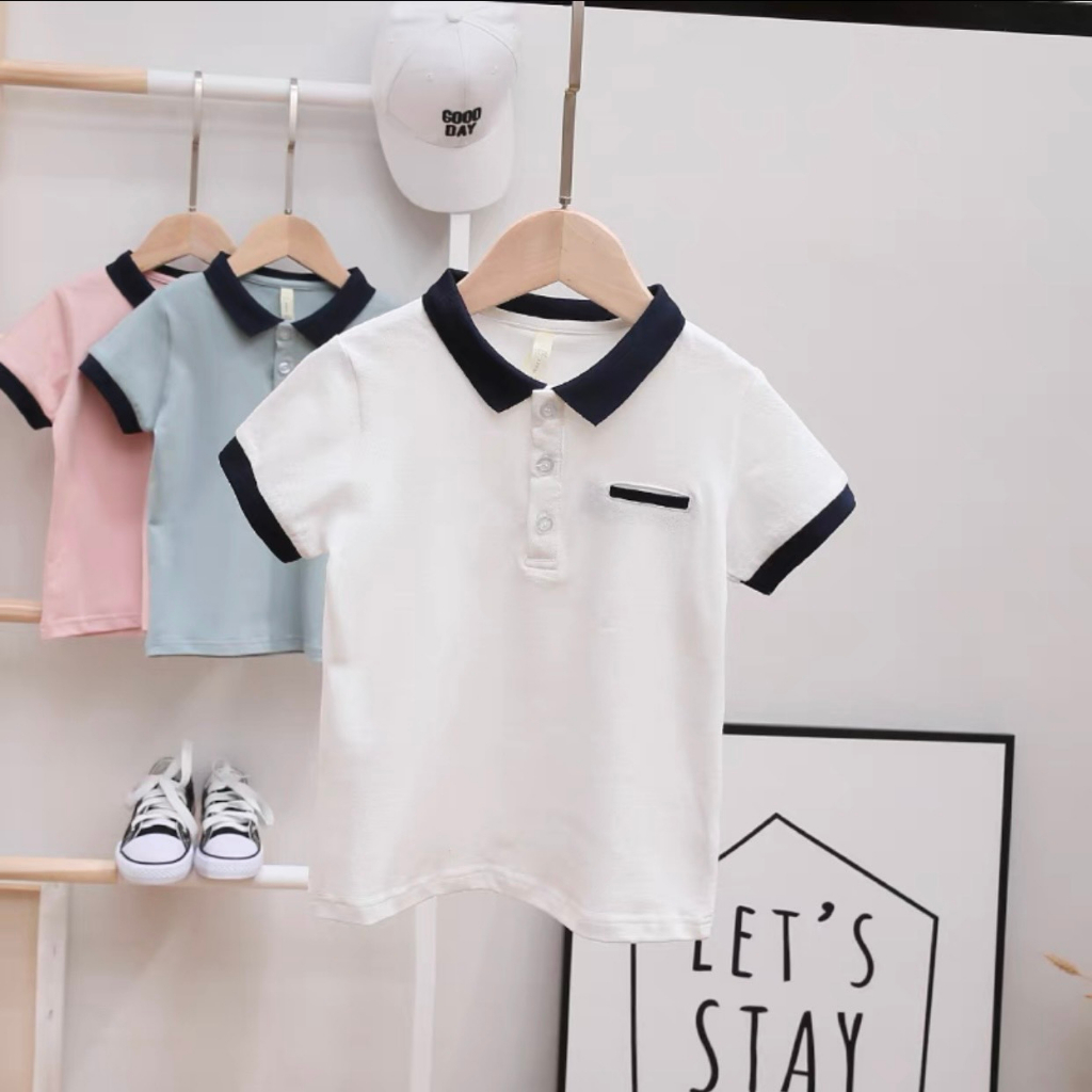 Áo Polo Tay Ngắn, Áo 4 Màu Mặc Hè Sành Điệu Chất Liệu Cotton Cho Bé Từ 12kg Đến 32kg - Thời Trang Trẻ Em