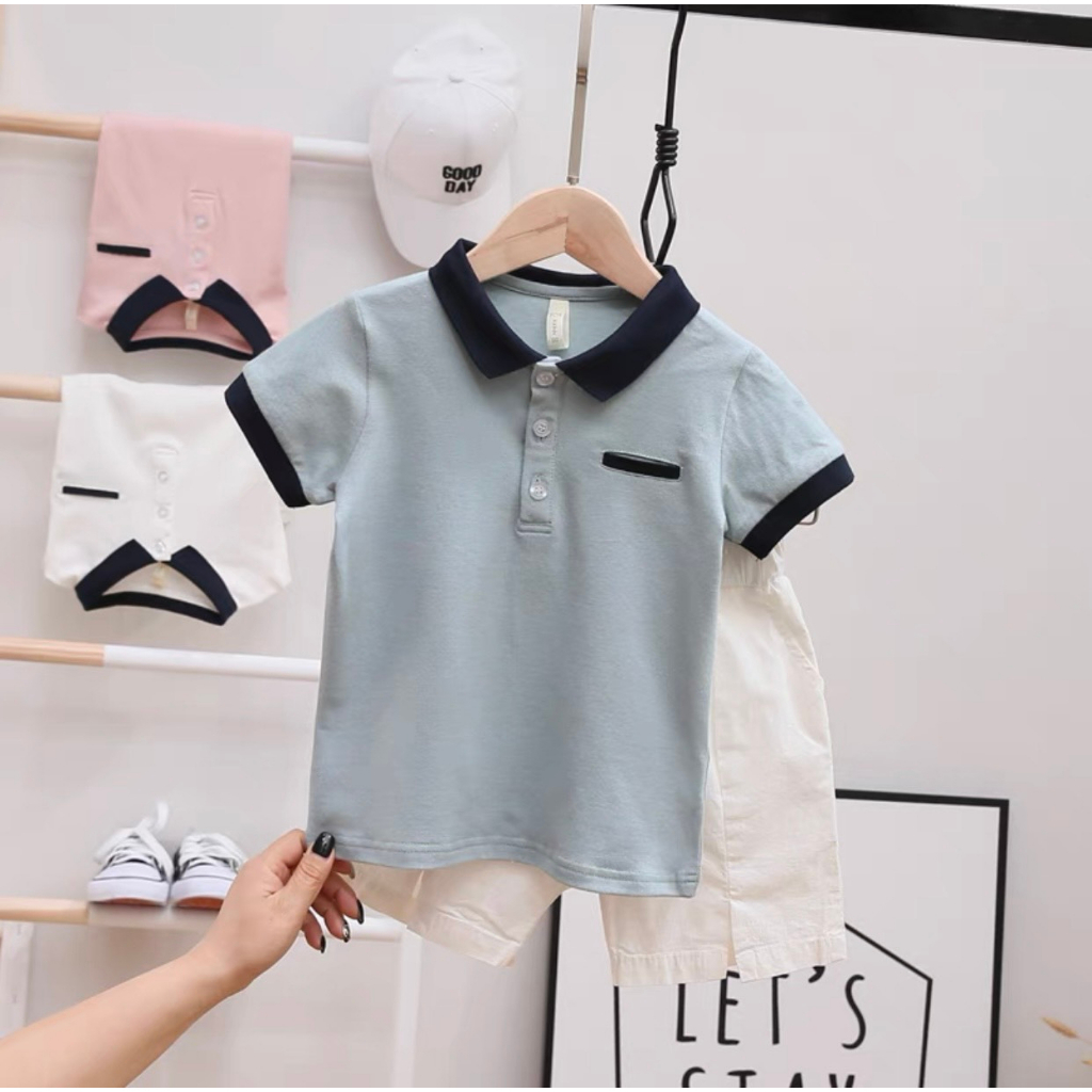 Áo Polo Tay Ngắn, Áo 4 Màu Mặc Hè Sành Điệu Chất Liệu Cotton Cho Bé Từ 12kg Đến 32kg - Thời Trang Trẻ Em