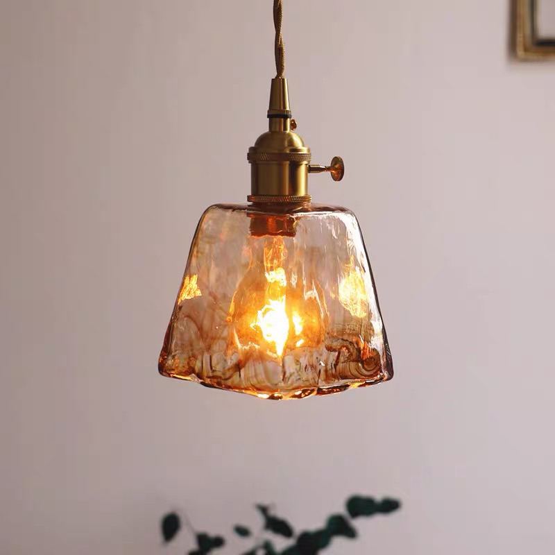 Đèn treo trần nhà mặt kính phong cách cổ điển Pháp