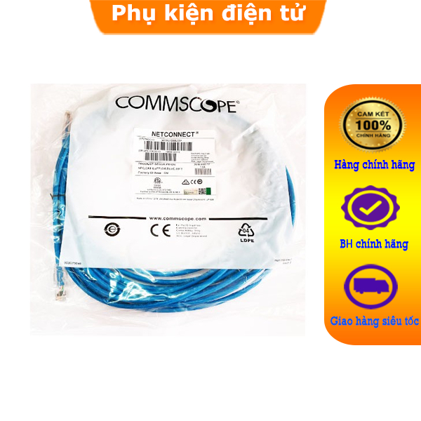 Dây patch cord cat6 dài 10m Commscope, dây mạng cat6 UTP dài 10m bấm sẵn 2 đầu tốc độ đường truyền gigabit 10/100/1000