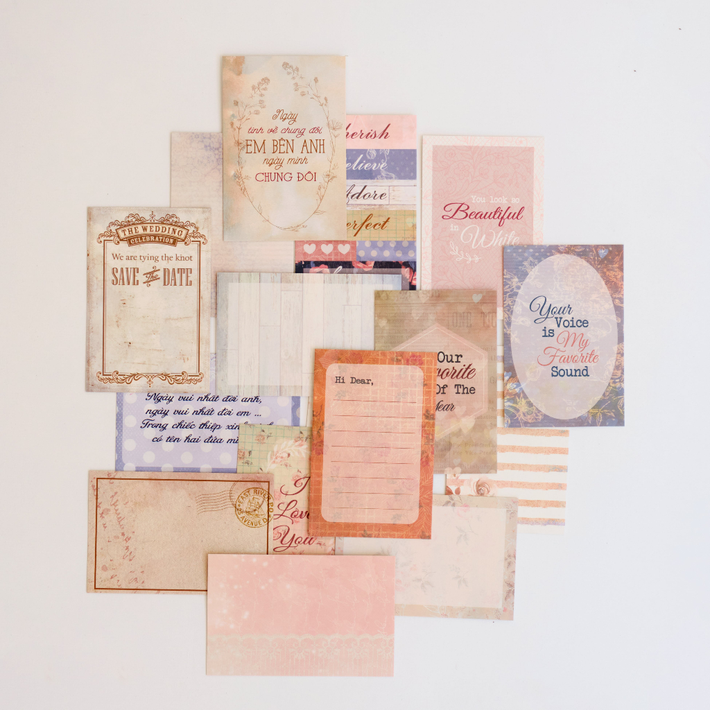 Bộ 16 card họa tiết in hình trang trí sổ tay, ký tên, ghi lời chúc Love Palette - Fairy Corner