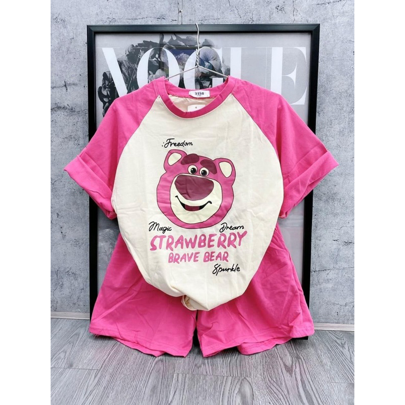 [ Rẻ vô địch ] Set bộ đùi chất cotton su may raplang - gấu dâu raplang