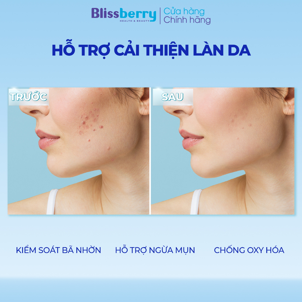 Sữa rửa mặt dịu nhẹ sạch sâu giảm mụn Blissberry Daily Gentle Cleansing Gel 100ml