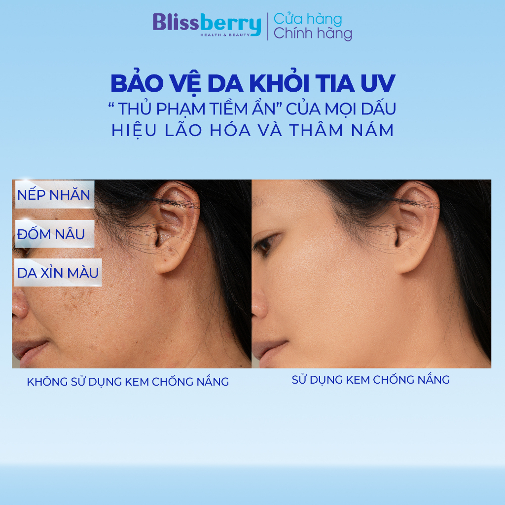 Kem chống nắng nâng tông kiềm dầu Blissberry Pureskin Daily Sun Protection Milk 60ml