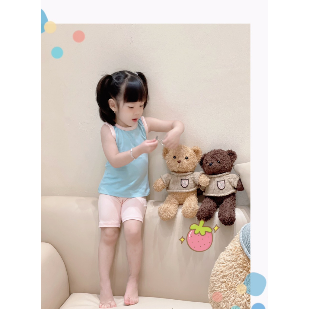 Sét bộ Xún lolakid áo thun quần legging 100% cotton sát nách phong cách Hàn Quốc cho bé