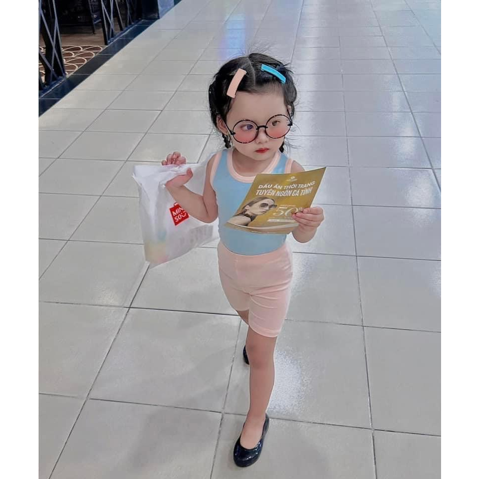 Sét bộ Xún lolakid áo thun quần legging 100% cotton sát nách phong cách Hàn Quốc cho bé