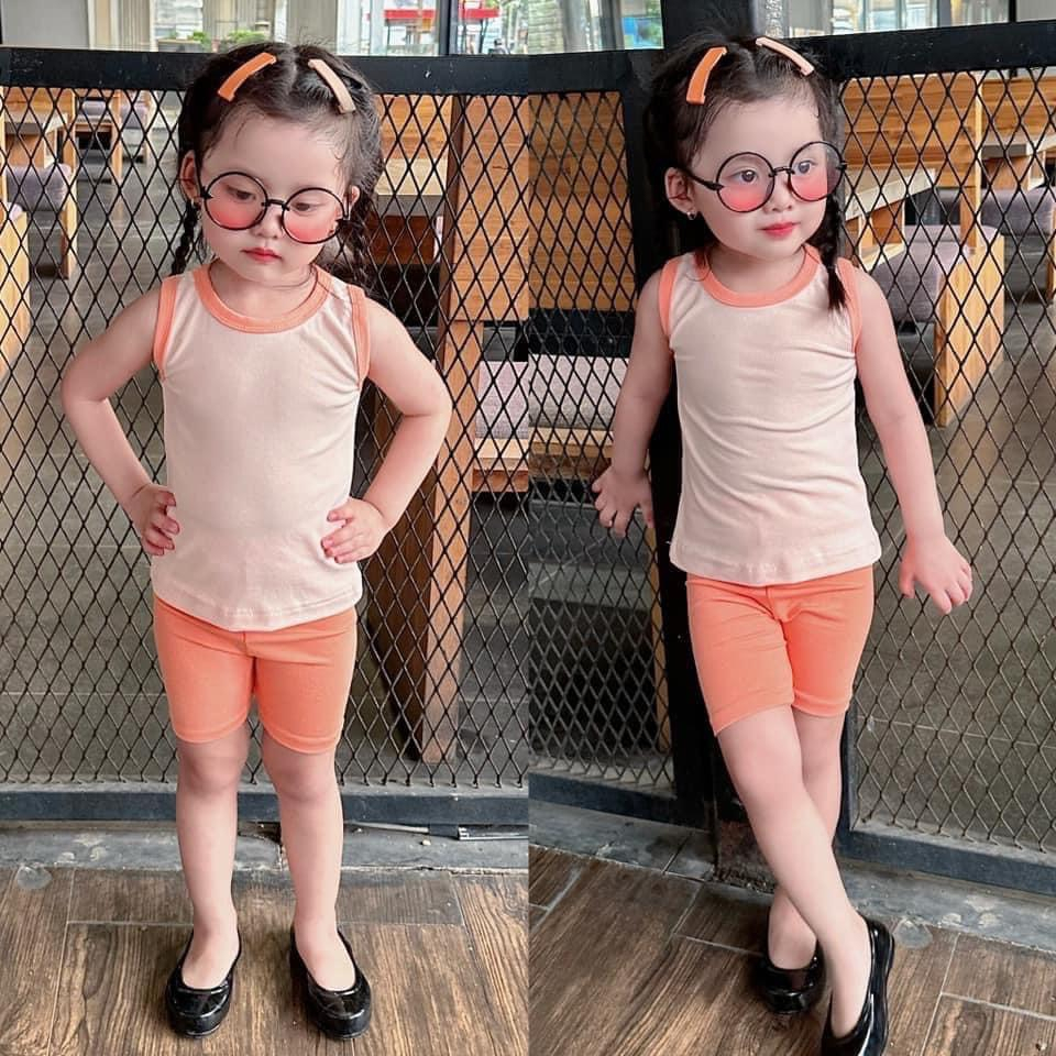 Sét bộ Xún lolakid áo thun quần legging 100% cotton sát nách phong cách Hàn Quốc cho bé