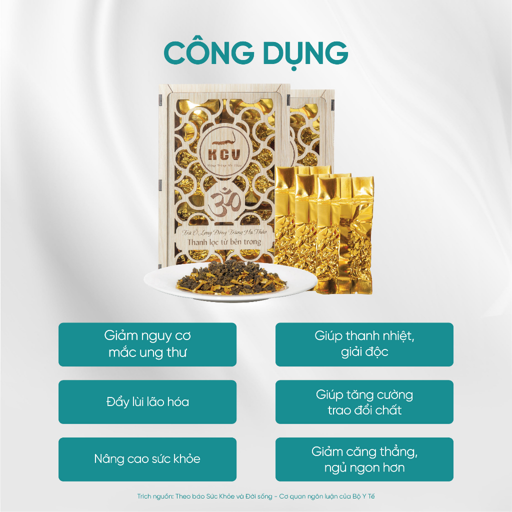 Trà Ô Long Đông Trùng Hạ Thảo Giải Độc Gan Kim Cương Vàng Hộp 110g