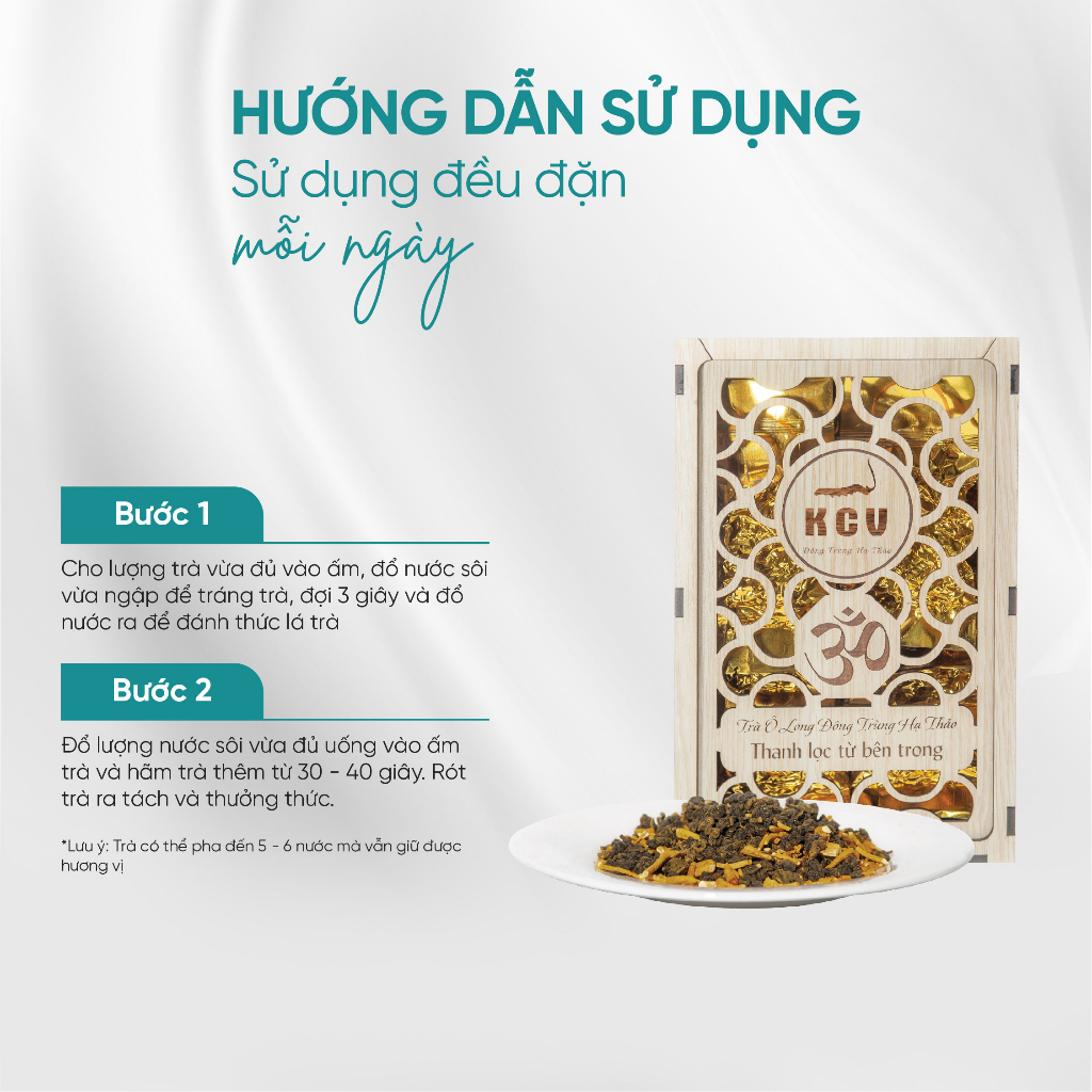 Trà Ô Long Đông Trùng Hạ Thảo Giải Độc Gan Kim Cương Vàng Hộp 110g