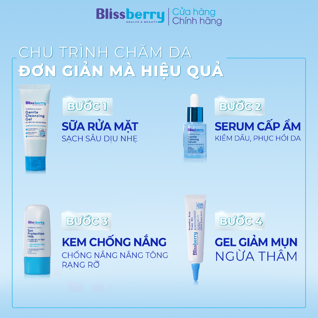 Gel giảm mụn mờ thâm Blissberry Pureskin Acne Fixer K21 5ml