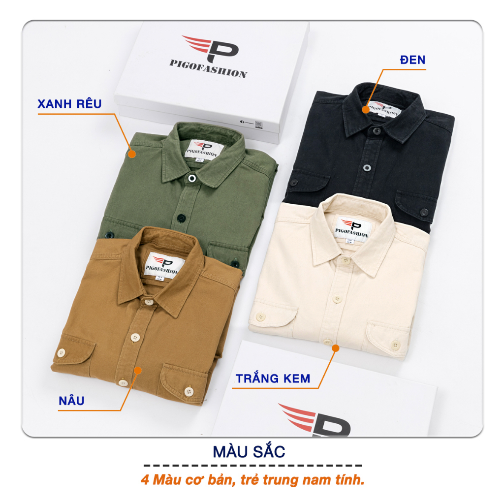 Áo khoác kaki jean nam denim kiểu túi hộp cao cấp chính hãng PIGOFASHION SPMAKKJ05