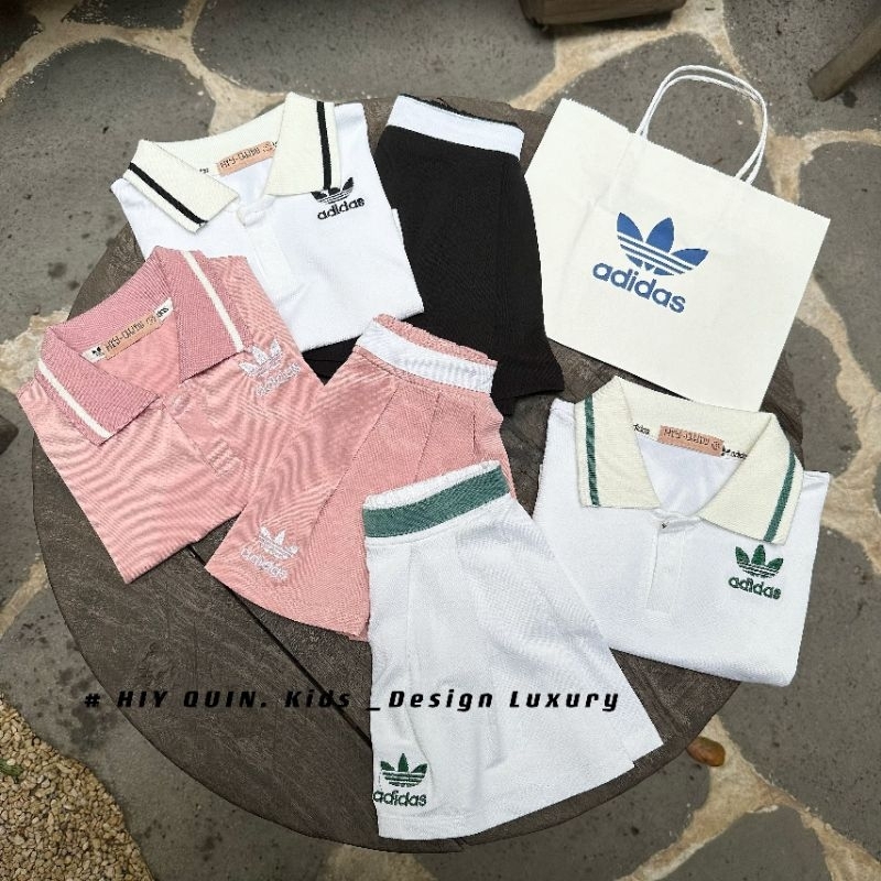 Sét thể thao adi_das chân váy áo polo cho bé gái
