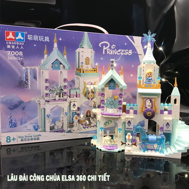 Bộ Đồ Chơi Lắp Ráp Lego Lâu Đài Công Chúa Elsa 360 CT, mô hình lắp ráp lâu đài băng giá tuyết cho bé gái, đồ chơi cho bé