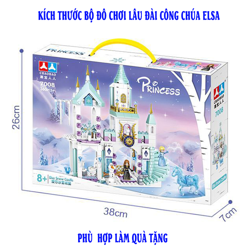 Bộ Đồ Chơi Lắp Ráp Lego Lâu Đài Công Chúa Elsa 360 CT, mô hình lắp ráp lâu đài băng giá tuyết cho bé gái, đồ chơi cho bé
