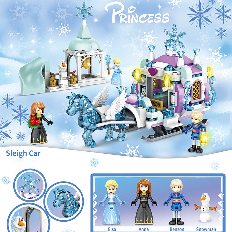 Bộ Đồ Chơi Lắp Ráp Lego Lâu Đài Công Chúa Elsa 360 CT, mô hình lắp ráp lâu đài băng giá tuyết cho bé gái, đồ chơi cho bé