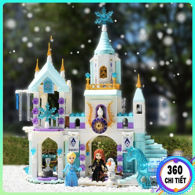Bộ Đồ Chơi Lắp Ráp Lego Lâu Đài Công Chúa Elsa 360 CT, mô hình lắp ráp lâu đài băng giá tuyết cho bé gái, đồ chơi cho bé