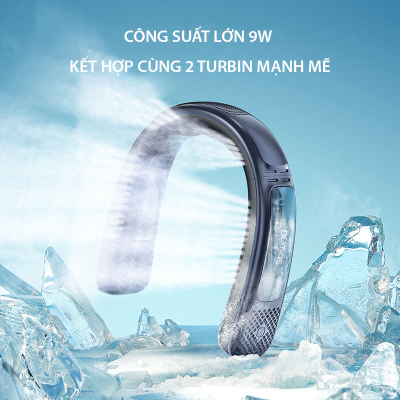 Quạt Đeo Cổ Siêu Mát BUMAS B103 - Chườm Lạnh 20 Độ C Trong 10 Giây - Thời Gian Sử Dụng Lên Đến 10H