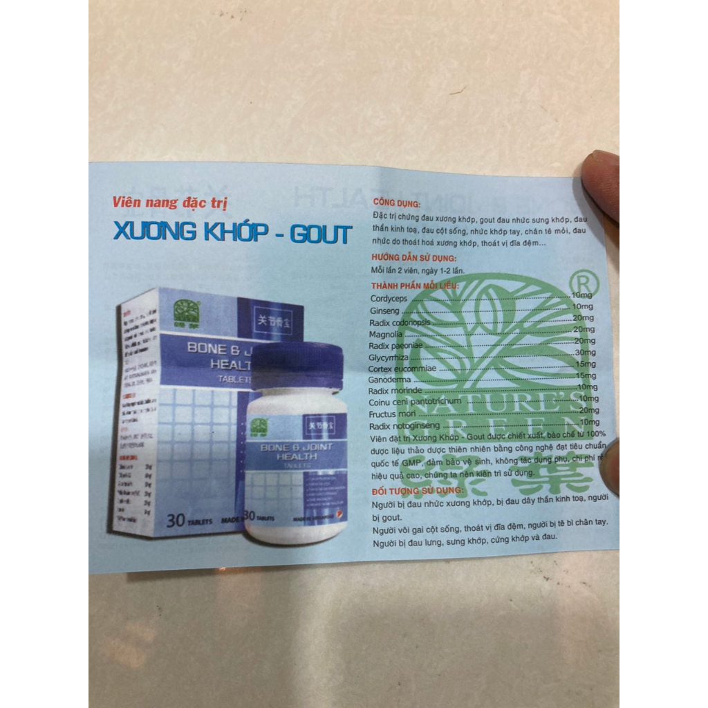 HỖ TRỢ XƯƠNG KHỚP VÀ GOUT SINGAPORE BONE JOINT CHÍNH HÃNG, hộp 30 viên
