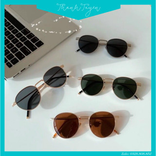 Kính râm gọng tròn cute đi biển đi chơi, kính mát gọng tròn nhiều màu unisex