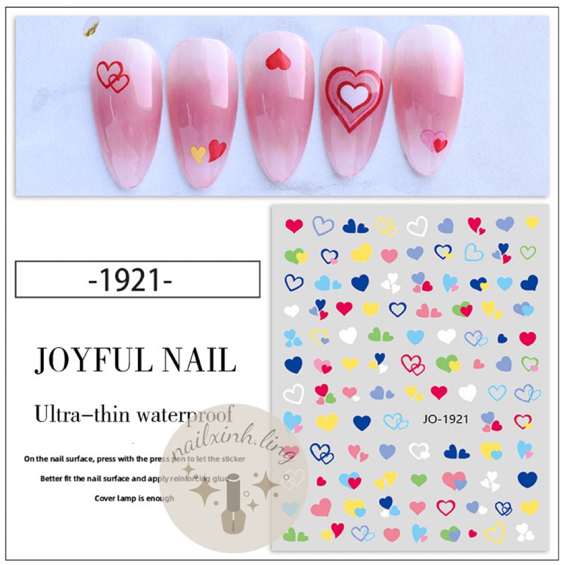 Miếng Dán Trang Trí Móng Tay Hình Trái Tim Ngọt Ngào - Sticker 3D Dán Móng Nail Nghệ Thuật