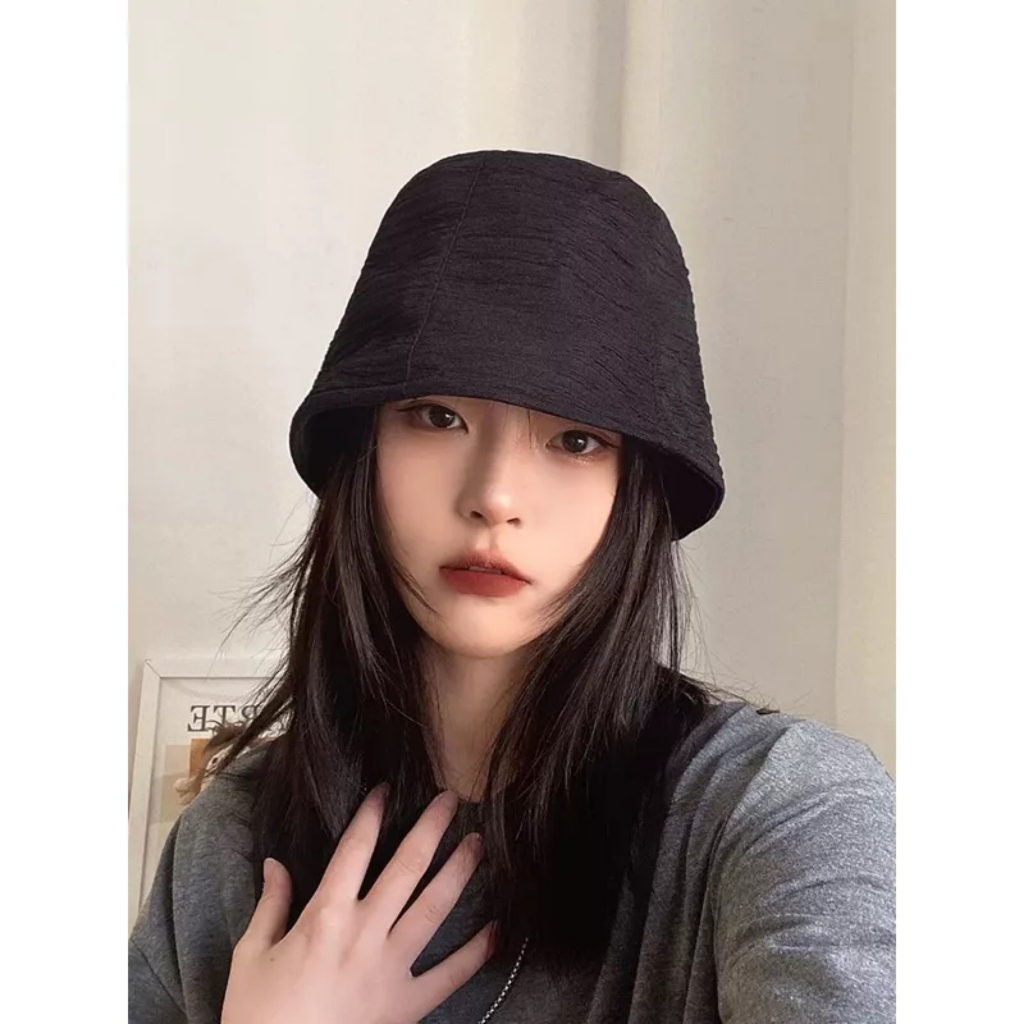 .Mũ  Bucket Thiết Kế  Vải Nhăn Siêu Nhẹ Phong Cách Hàn Quốc Tông Màu Pastel M2-