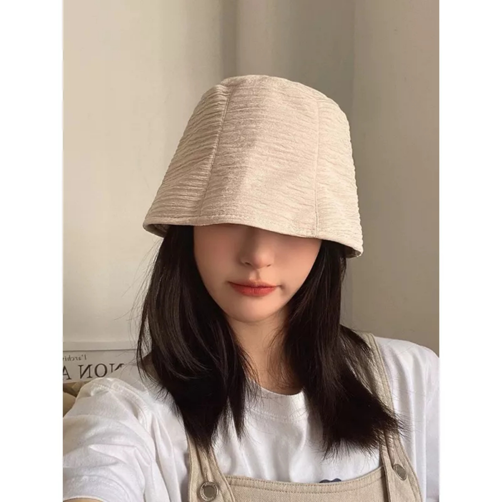 .Mũ  Bucket Thiết Kế  Vải Nhăn Siêu Nhẹ Phong Cách Hàn Quốc Tông Màu Pastel M2-