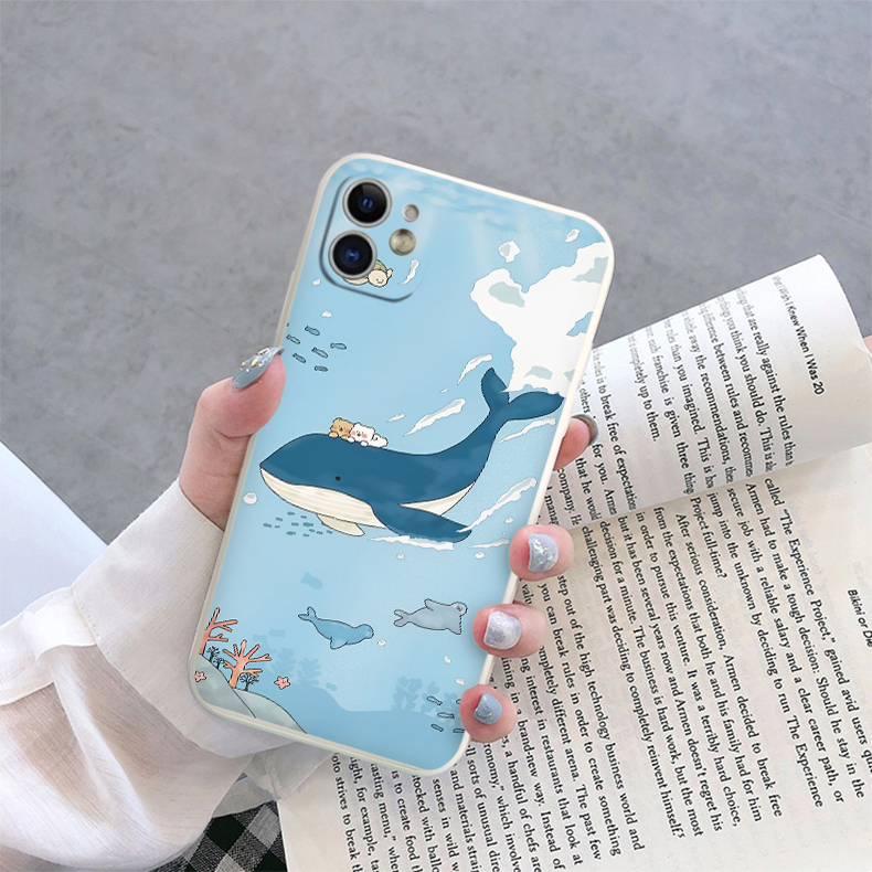 Ốp lưng iphone cặp đôi gấu cưỡi cá voi xanh 14 Pro max 6 7 Plus 8 Plus 11 11 Prm X Xs max 12 Pro 13 14 e5902