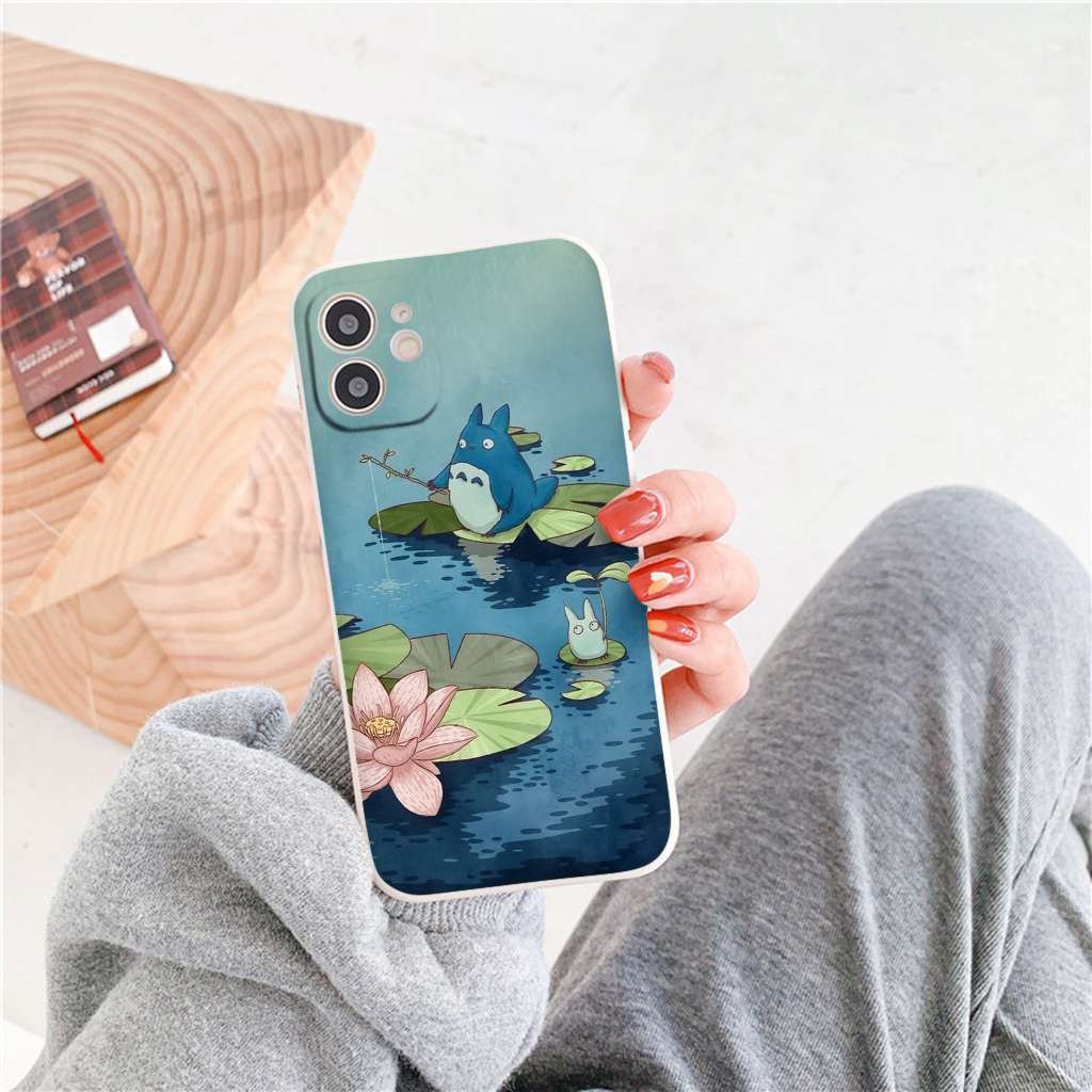 Ốp lưng iphone vuông chống sốc Gấu xanh câu cá bên hồ 6/6s/7/8/X/XS/11/12/13/14 Pro Plus Max e5921