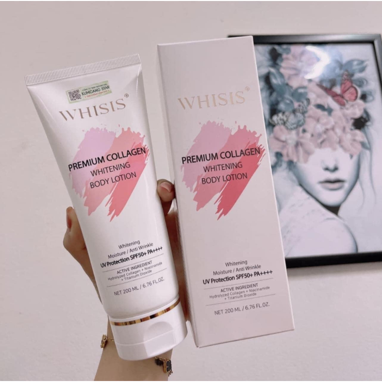 Kem Dưỡng Thể Trắng Da Ban Ngày Whisis Premium Glutathione Whitening Body Lotion - Tuýp 200ml [ Auth Hàn Quốc 100% ]