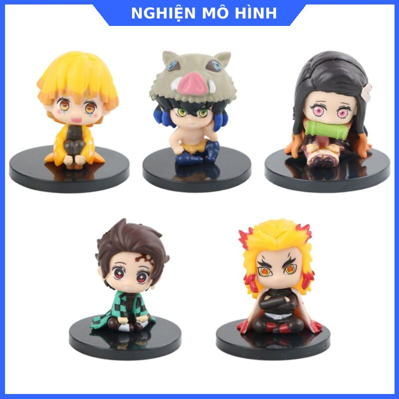Mô hình 15 nhân vật ngồi Thanh gươm diệt quỷ Tanjiro Nezuko Zenitsu Inosuke Shinobu Giyuu Demon slayer Kimetsu No Yaiba