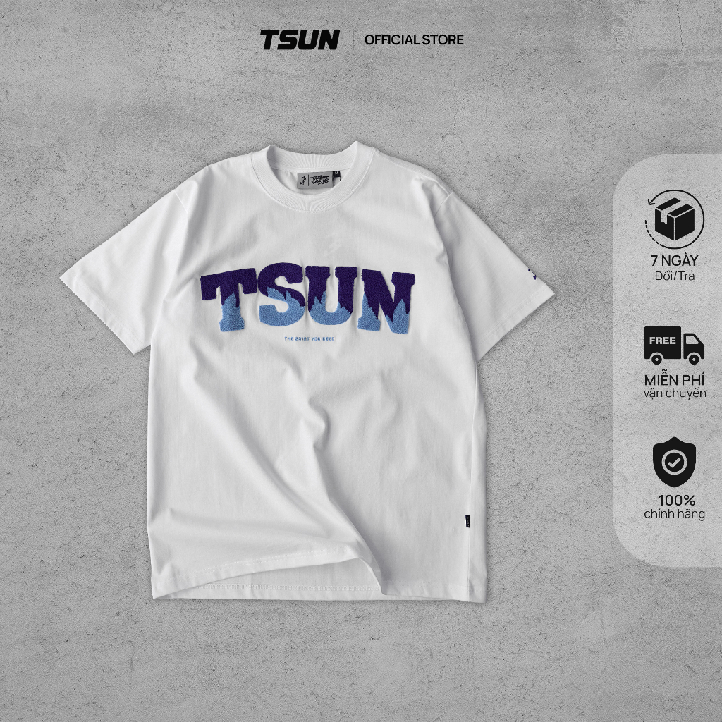 Áo Thun TSUN ArchTypo - Thêu Xù - [UNISEX] - Trắng - Thêu Tay Áo