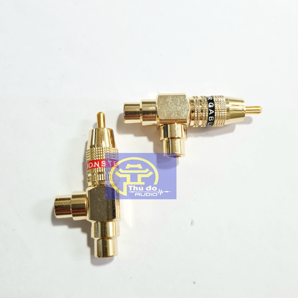 Jack chia AV 1 ra 2 Monster cao cấp chân vuông góc  chuẩn đồng