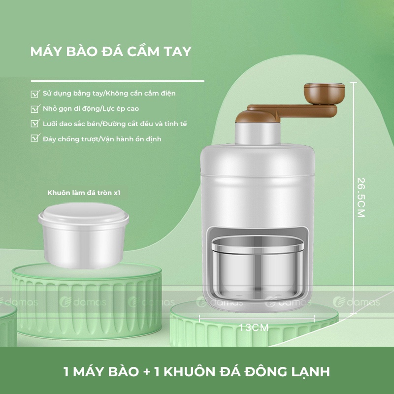 Máy Bào Đá Mini Xay Đá Tuyết Quay Bằng Tay Đa Năng Cho Gia Đình Thế Hệ Mới Năm 2023