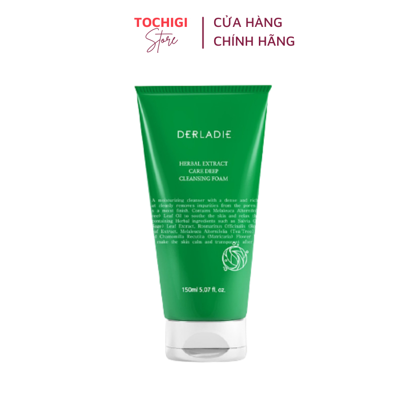 Sữa Rửa Mặt Tràm Trà Derladie Sạch Sâu, Kiềm Dầu Cho Da Mụn Derladie Herbal Extract Care Deep Cleansing Foam 150ml