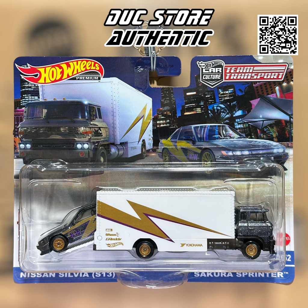 ducstore.vn Xe mô hình HKF41 Hot Wheels Team Transport 16 Nissan Silvia (S13) Sakura Sprinter