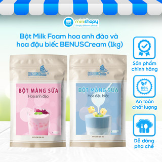 Bột Milk Foam hoa anh đào và hoa đậu biếc Benuscream 1 ký