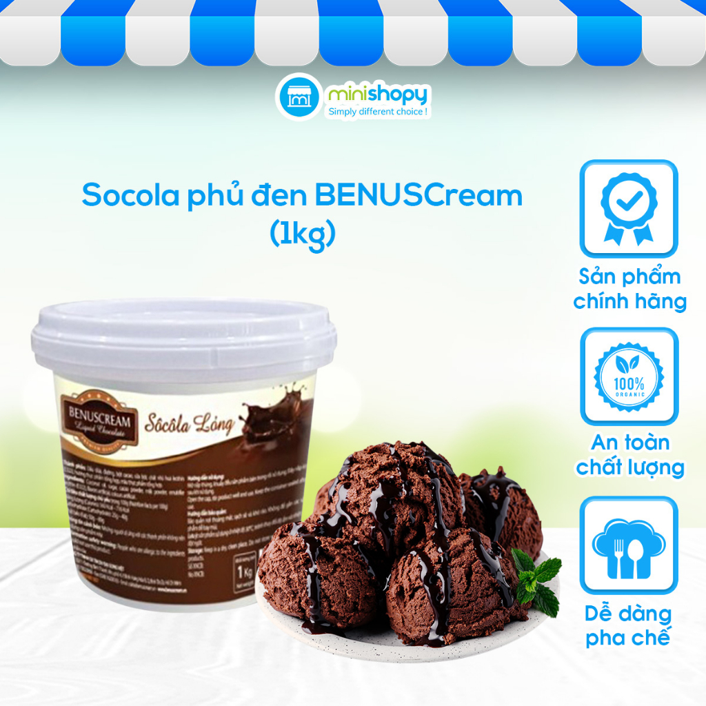 SÔCÔLA PHỦ ĐEN Benuscream 1 kg (socola dạng lỏng)