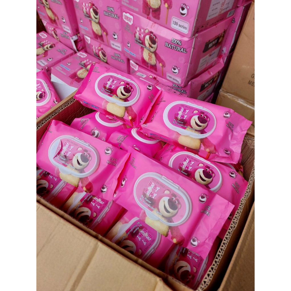 Combo 5 bịch khăn gaaisy ướt gấu dâu siêu hot, mỗi bịch 120 tờ